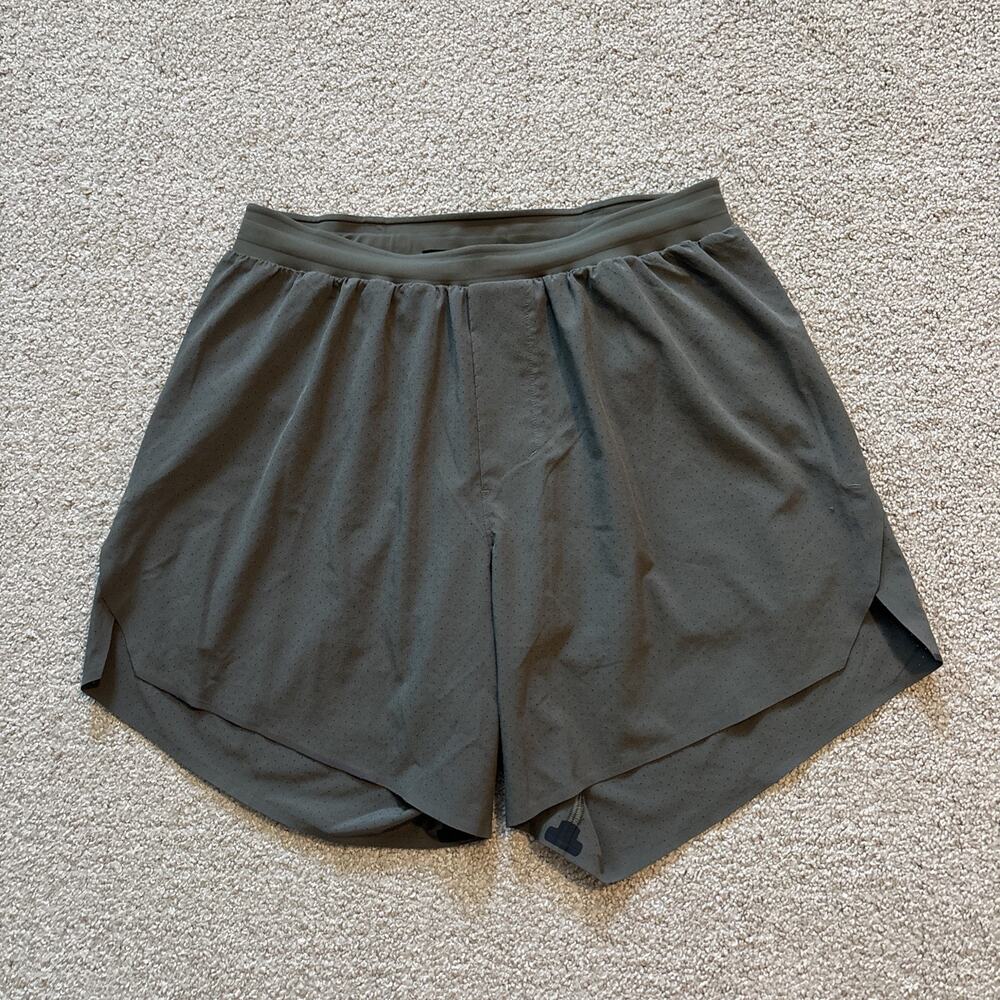Lululemon Surge Lined Shorts 6" Mid Rise Athletic Men’s Size Small Olive Green